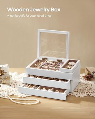 Διαφανές κάλυμμα 3 στρώσεων ξύλινο κοσμηματοφυλάκιο σε ορθογώνιο σχήμα για προσαρμοσμένες ανάγκες αποθήκευσης