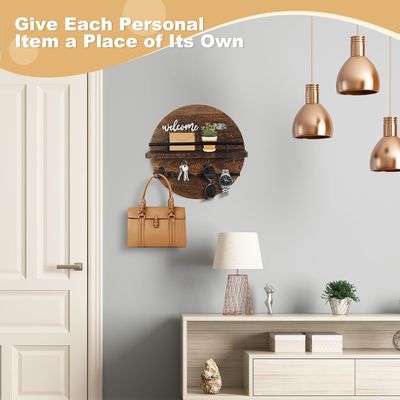 Στρογγυλό ξύλινο κλειδί και κάθισμα ταχυδρομείου οργανωτής για την είσοδο Mudroom διάδρομο κουζίνα γραφείο