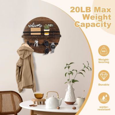 Στρογγυλό ξύλινο κλειδί και κάθισμα ταχυδρομείου οργανωτής για την είσοδο Mudroom διάδρομο κουζίνα γραφείο