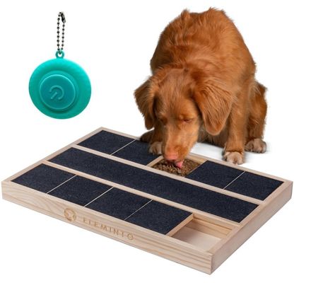 OEM ξύλινο σκυλί νυχή γρατζουνιά κουτί με διαχωριστή τροφίμων προσαρμοσμένο λογότυπο πεύκο ξύλο κουτί