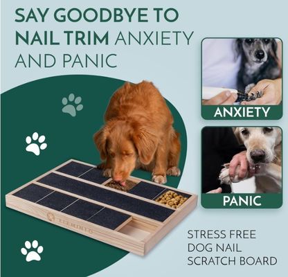 OEM ξύλινο σκυλί νυχή γρατζουνιά κουτί με διαχωριστή τροφίμων προσαρμοσμένο λογότυπο πεύκο ξύλο κουτί