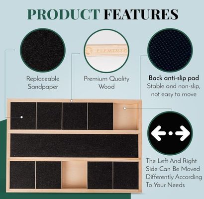 OEM ξύλινο σκυλί νυχή γρατζουνιά κουτί με διαχωριστή τροφίμων προσαρμοσμένο λογότυπο πεύκο ξύλο κουτί