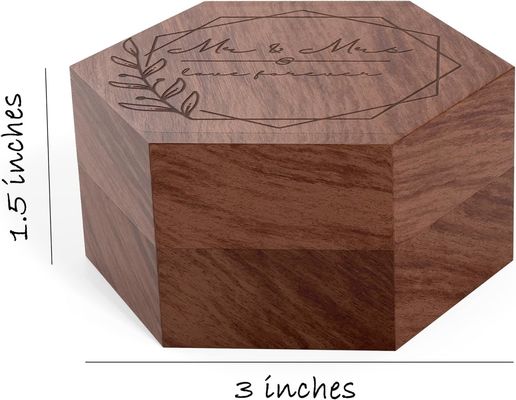 Μαγνητό ξύλο Custom 2 Slots Συσκευή δώρο με λογότυπο ξύλινο δαχτυλίδι κουτί για δαχτυλίδι αρραβώνων