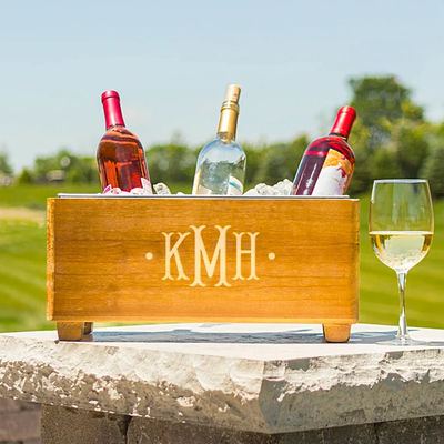 Προσαρμοσμένο λογότυπο κουβά ψύξης σαμπάνιας για επέτειο ξύλινο δώρο Προσαρμοσμένο σχέδιο