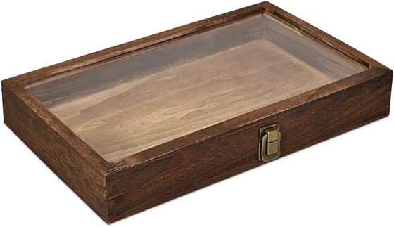 Αρθρογώνιο ξύλινο δίσκο κοσμημάτων με LED για προσαρμοσμένα φυσικά ξύλινα κουτιά καλωδίων