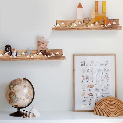 Προσαρμοσμένο λογότυπο τοίχος τοποθετημένο ρουστίκ 3 PCs χιονισμένο βουνό πλωτά ράφια για παιδικό δωμάτιο
