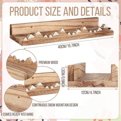 Προσαρμοσμένο λογότυπο τοίχος τοποθετημένο ρουστίκ 3 PCs χιονισμένο βουνό πλωτά ράφια για παιδικό δωμάτιο