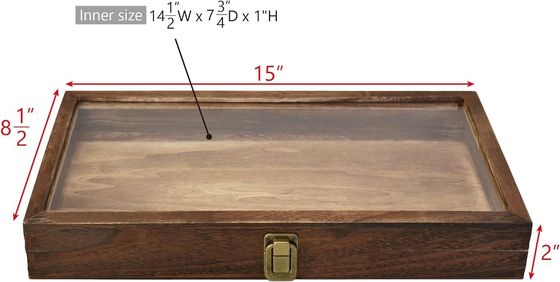 Αρθρογώνιο ξύλινο δίσκο κοσμημάτων με LED για προσαρμοσμένα φυσικά ξύλινα κουτιά καλωδίων