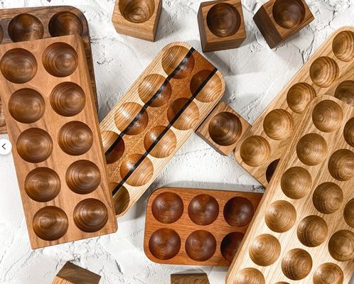 Πρακτικός μονοεπίπεδος ξύλινος φορητής αυγών για οργάνωση countertop