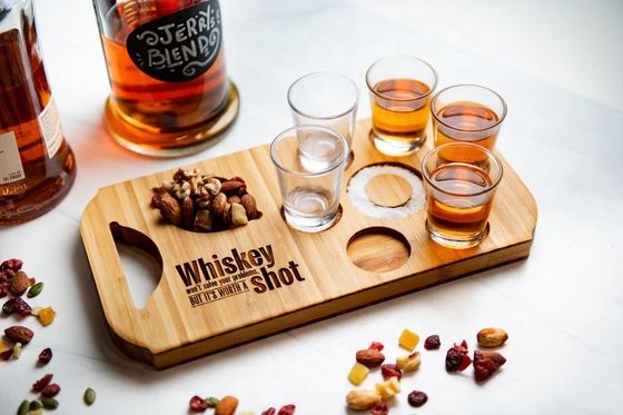 Σύγχρονο Στυλάτο Πίνακα Μπαμπού Πτήση Πίνακα μπύρας με χαραγμένα Κρατήρες γυαλιού ξύλου