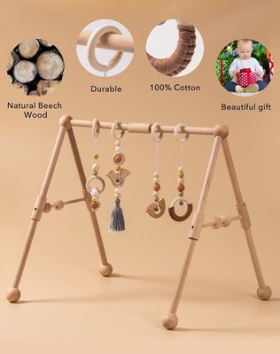 2407Frame Activity Gym Hanging Bar Infant Toys ξύλινο γυμναστήριο για μωρά με 4 παιχνίδια στο χρώμα σας