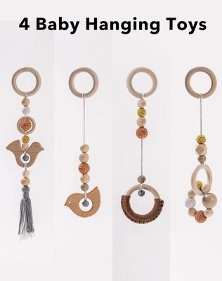 2407Frame Activity Gym Hanging Bar Infant Toys ξύλινο γυμναστήριο για μωρά με 4 παιχνίδια στο χρώμα σας