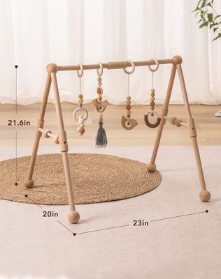 2407Frame Activity Gym Hanging Bar Infant Toys ξύλινο γυμναστήριο για μωρά με 4 παιχνίδια στο χρώμα σας