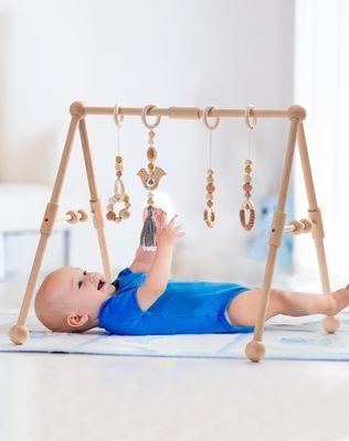 2407Frame Activity Gym Hanging Bar Infant Toys ξύλινο γυμναστήριο για μωρά με 4 παιχνίδια στο χρώμα σας
