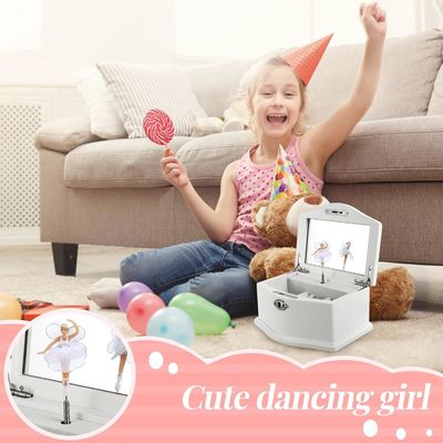 Μεσαίο λευκό ξύλινο μπαλαρίνα κοσμήματα κουτί με καθρέφτη για την εξατομικευμένη οργάνωση