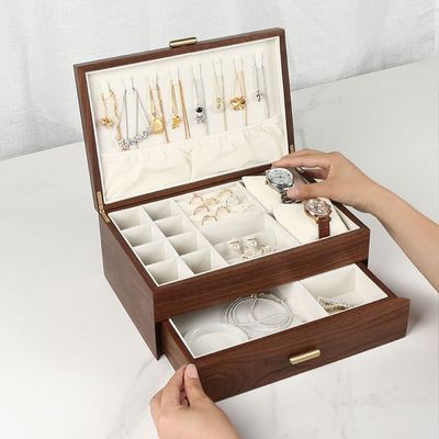 Τετράγωνο Προσαρμοσμένη παραγγελία Μακρύ ξύλο βραχιόλι ρολόι οθόνη χειροποίητο κοσμήματα Κουτί αποθήκευσης