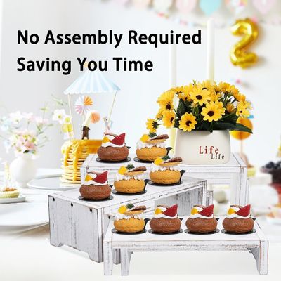 Οικιακή διακόσμηση και δώρα Λειτουργικό σχεδιασμό 3-επίπεδα ξύλινο χαλκό Cupcake Dessert Display Riser