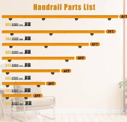 Ασφάλεια εσωτερικών σκάλων Αδιάβροχο κάγκελο 3ft πεύκη χειροπέδες ως το αίτημά σας πλήρες κιτ