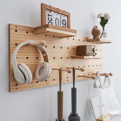 Έπιπλα καθιστικού αποθήκευση ξύλινα συστατικά οθόνης 2 κομμάτια Pegboard οθόνη σταθμό