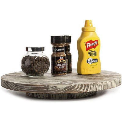Ξύλο Lazy Susan Περικυκλωτή για την κουζίνα Τελευταίο στυλ σχεδιασμού αγροκτήματος Τυπωμένο και καμένο