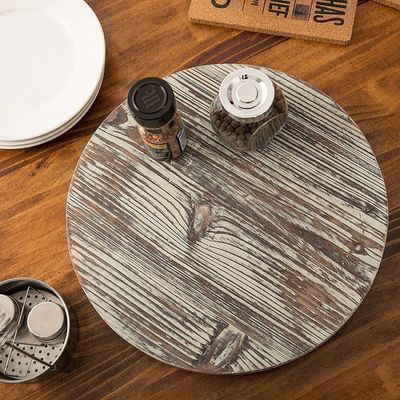 Ξύλο Lazy Susan Περικυκλωτή για την κουζίνα Τελευταίο στυλ σχεδιασμού αγροκτήματος Τυπωμένο και καμένο