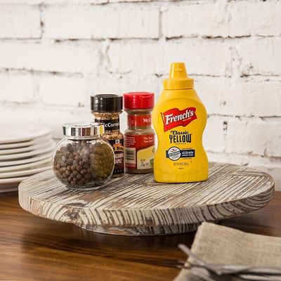 Ξύλο Lazy Susan Περικυκλωτή για την κουζίνα Τελευταίο στυλ σχεδιασμού αγροκτήματος Τυπωμένο και καμένο