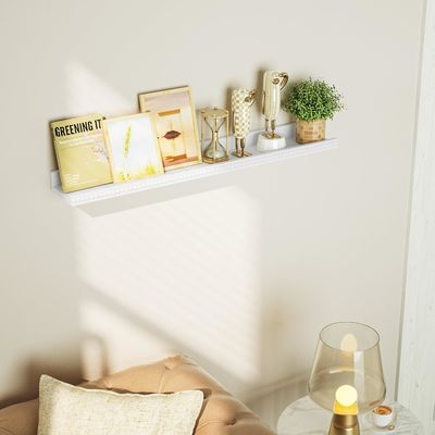 Ξύλινα μπουκάλια και σχεδιασμός χείλων επιπλέοντες ράφια σετ 2 μοντέρνων λευκών για πολλαπλές λειτουργίες