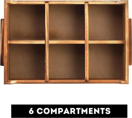 6 Διαμερίσματα TIMBER ξύλινο τσαγιέρας τσάντα κιβώτιο για το πακέτο δώρο και οργανωτή ζάχαρης πακέτο