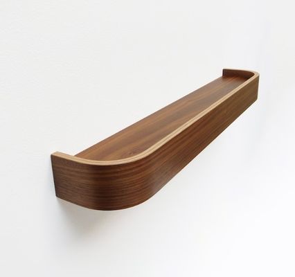Σύγχρονη στρογγυλοειδής άκρη ξύλινα ράφια OEM καμπυλωτό Walnut πλωτό ράφι άκρη για το σπίτι