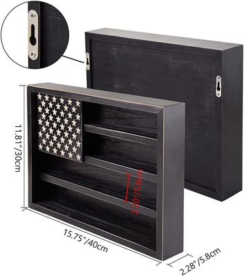 Κυβερνητική στρατιωτική πρόκληση Εμφάνιση σταθμού νομισμάτων με ξύλινη τοιχογραφία της Αμερικανικής σημαίας