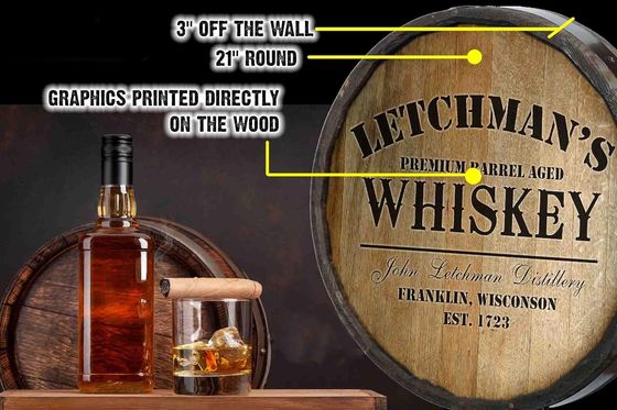 Πλαστική Εκτύπωση Διαχείριση ξύλινων βαρελιών Διακόσμηση τοίχου Σημείωση μπάρας για κρασί και μπύρα