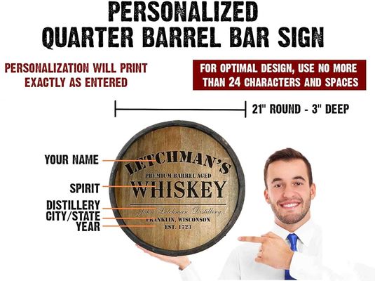 Πλαστική Εκτύπωση Διαχείριση ξύλινων βαρελιών Διακόσμηση τοίχου Σημείωση μπάρας για κρασί και μπύρα