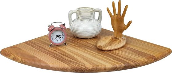 Τείχος τοποθετημένο ξύλινο ράφι γωνίας για TV αξεσουάρ και μικρά φυτά αποθήκευση φωτογραφικών πλαισίων