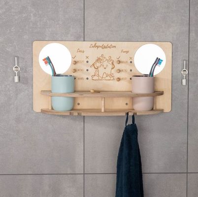 Θέμα αγάπης Σταθμός βουρτσίσματος δοντιών για παιδιά με ξύλινο κάδρο καθρέφτη και εξοικονόμηση χώρου