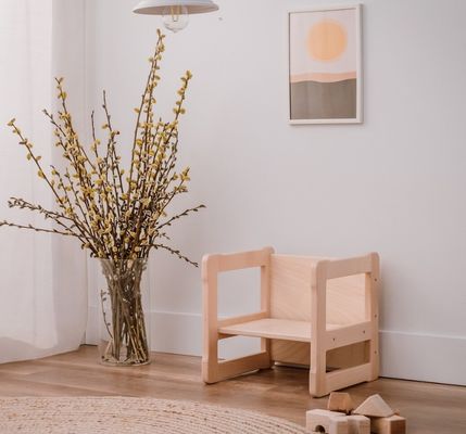 Προσαρμοσμένο λογότυπο Διαστημική λειτουργία εξοικονόμησης 202406 Montessori ξύλινη πολυλειτουργική καρέκλα