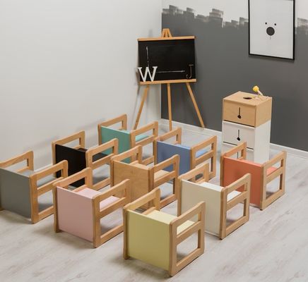 Προσαρμοσμένο λογότυπο Διαστημική λειτουργία εξοικονόμησης 202406 Montessori ξύλινη πολυλειτουργική καρέκλα