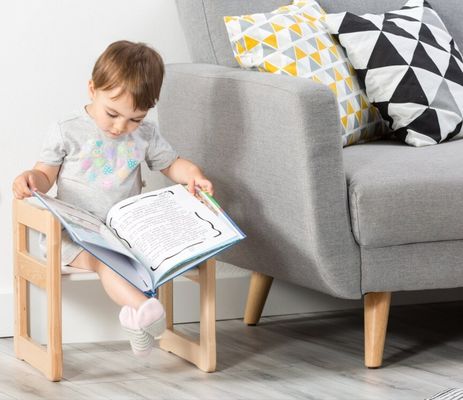 Προσαρμοσμένο λογότυπο Διαστημική λειτουργία εξοικονόμησης 202406 Montessori ξύλινη πολυλειτουργική καρέκλα