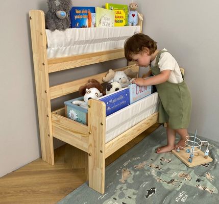 Μοντεσσόρι ξύλινο βιβλιοθήκη κρυμμένη αποθήκευση και λειτουργία εξοικονόμησης χώρου για βρέφη