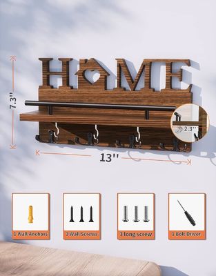 Διπλό επίπεδο ξύλινο ταχυδρομείο και κάλυμμα κλειδιών για τοίχο διακοσμητικό οργανωτή εισόδου