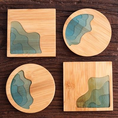 10Cm Live Edge Μπαμπού τετραγωνική ρητίνη ξύλινη επόξυ ξύλινη καρότσα ρητίνη ποταμός μπλε σμαράγδι