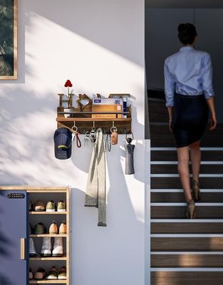 Διπλό επίπεδο ξύλινο ταχυδρομείο και κάλυμμα κλειδιών για τοίχο διακοσμητικό οργανωτή εισόδου