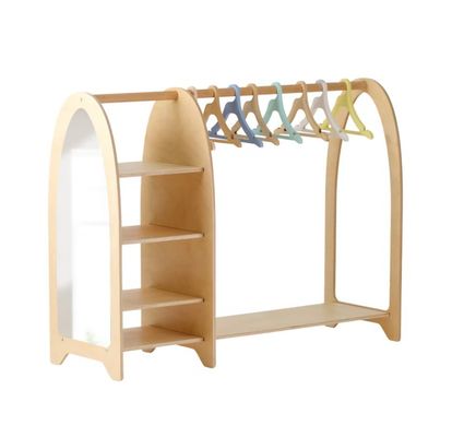Οικιακά έπιπλα Montessori Παιδιά Ρακέτα ρούχων Ντουλάπα με καθρέφτη και μεγάλη ποσότητα