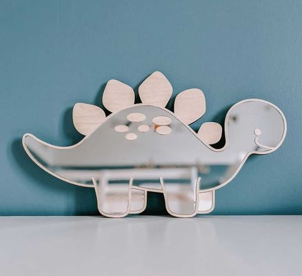 Προσαρμοσμένο λογότυπο ξύλινο δεινόσαυρο σχήμα κάδρο καθρέφτη με ξύλινο πλαίσιο και ξύλινο