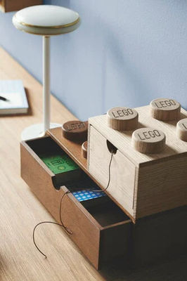 Προσαρμοσμένη παραγγελία αποδέχεται Lego ξύλινο συρτάρι γραφείου 4 σαπούνι Oak κουτί για τα κοσμήματα των παιδιών