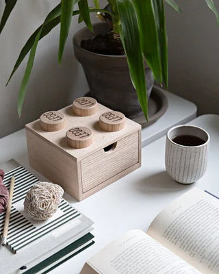 Προσαρμοσμένη παραγγελία αποδέχεται Lego ξύλινο συρτάρι γραφείου 4 σαπούνι Oak κουτί για τα κοσμήματα των παιδιών