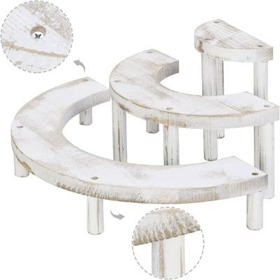 Εμφανισμένο ξύλινο λευκό σετ 3 τεμαχίων για ημικύκλωμα Cupcake Stand και Display Riser