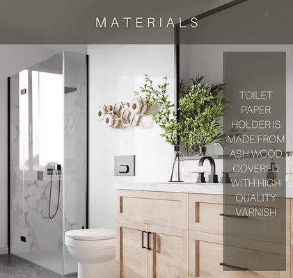 Ξύλινο ράφιο κυλίνδρων τουαλέτας με τοίχο τοποθέτησης υφασματικό ράφι αποθήκευσης σε σχεδιασμό μέλιτος