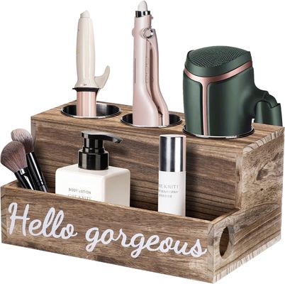 Κρατήστε το μπάνιο σας τακτοποιημένο χωρίς προσπάθεια με αυτό το ξύλινο στεγνωτήριο μαλλιών και στερεοποιητή