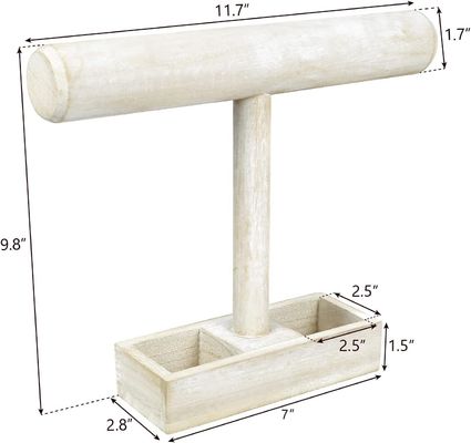 Σπιτικό Custom ξύλινο T-Bar Κοσμήματα Εμφάνιση Stand με 2 διαμερίσματα αποθηκευτικό δίσκο