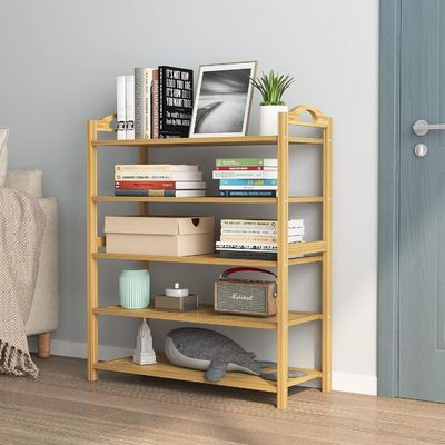 ξύλινο 5 στρώσεων φυσικό μπαμπού ράφι παπουτσιών στοιβάσιμο ράφι αποθήκευσης για πολυλειτουργία OEM